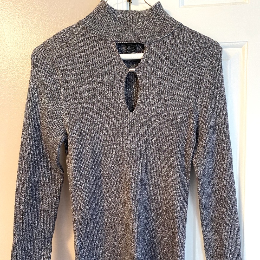 Silver Mock turtleneck knit top